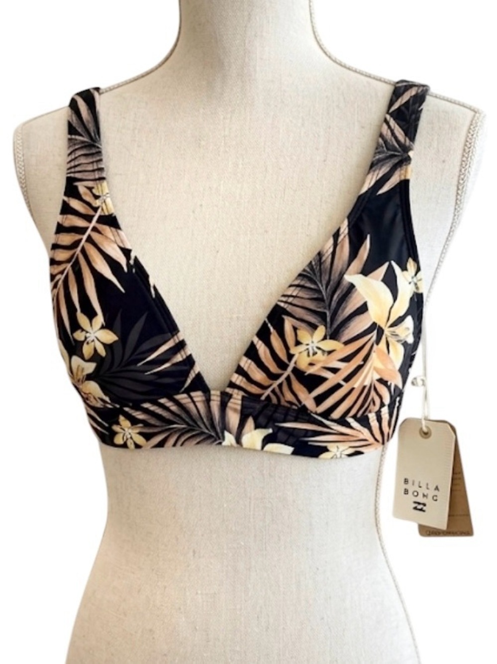 Billabong NWT Bikini Swimsuit Classic Banded Tri Top Tropical Print L